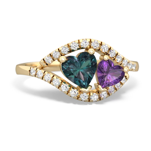 alexandrite-amethyst mother child ring