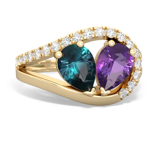 alexandrite-amethyst pave heart ring