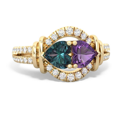 alexandrite-amethyst pave keepsake ring