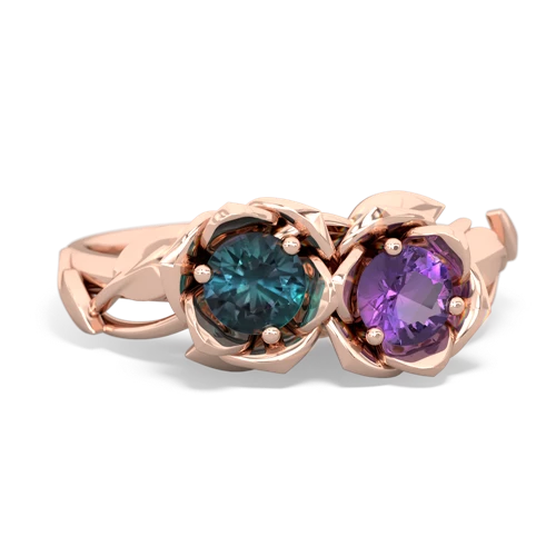 alexandrite-amethyst roses ring