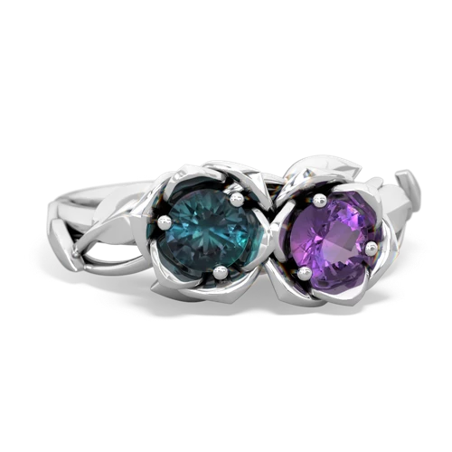 alexandrite-amethyst roses ring