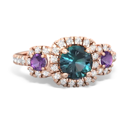 alexandrite-amethyst three stone regal ring