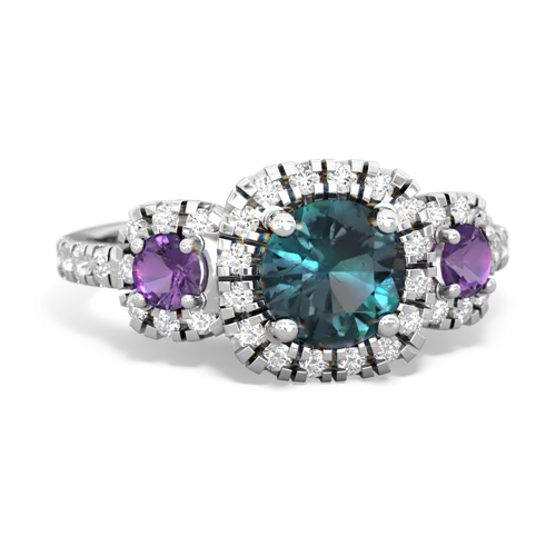 alexandrite-amethyst three stone regal ring