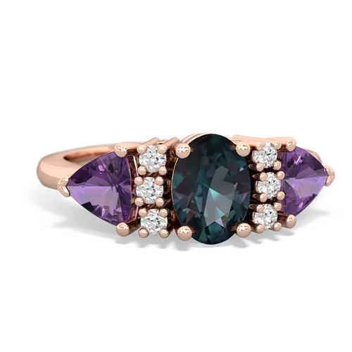 Lab Alexandrite Lab Created Alexandrite with Genuine Amethyst and Genuine Tanzanite Antique Style Three Stone ring Ring