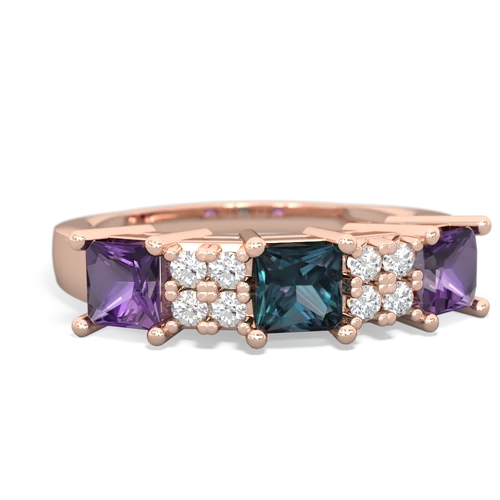 Lab Alexandrite Lab Created Alexandrite with Genuine Amethyst and Lab Created Alexandrite Three Stone ring Ring