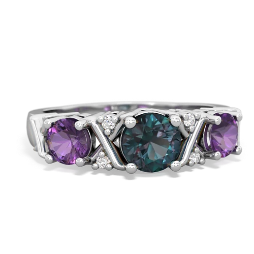 Lab Alexandrite Lab Created Alexandrite with Genuine Amethyst and  Hugs and Kisses ring Ring