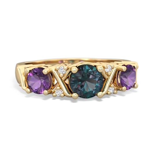 Lab Alexandrite Lab Created Alexandrite with Genuine Amethyst and Lab Created Alexandrite Hugs and Kisses ring Ring