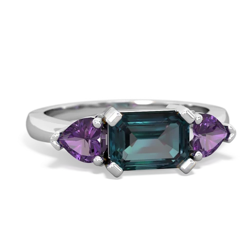 Lab Alexandrite Lab Created Alexandrite with Genuine Amethyst and Lab Created Alexandrite Three Stone ring Ring