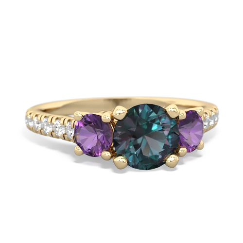 Lab Alexandrite Lab Created Alexandrite with Genuine Amethyst and  Pave Trellis ring Ring