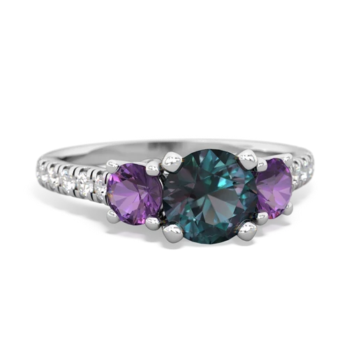 alexandrite-amethyst trellis pave ring