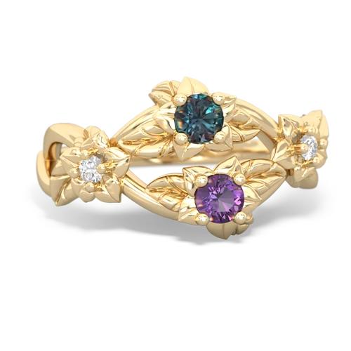 Lab Alexandrite Lab Created Alexandrite with Genuine Amethyst Sparkling Bouquet ring Ring