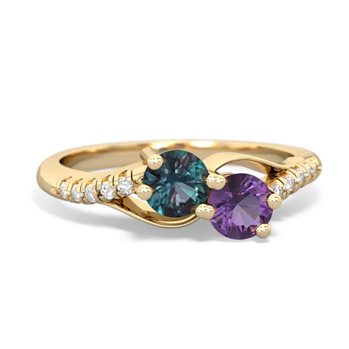Lab Alexandrite Lab Created Alexandrite with Genuine Amethyst Two Stone Infinity ring Ring