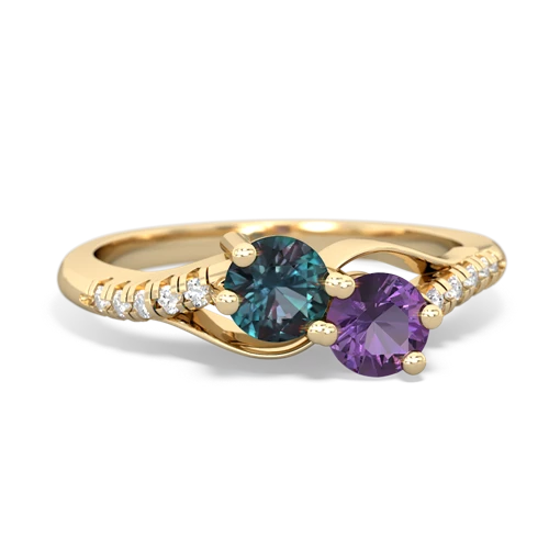 alexandrite-amethyst two stone infinity ring