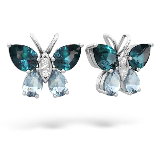 alexandrite-aquamarine butterfly earrings