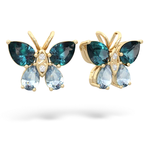 alexandrite-aquamarine butterfly earrings