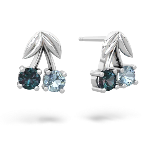 alexandrite-aquamarine cherries earrings
