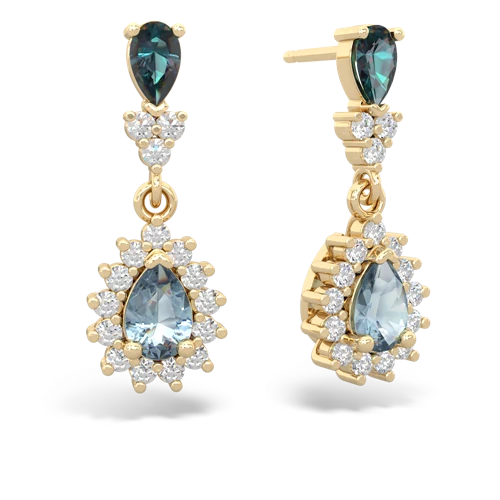 Lab Alexandrite Lab Created Alexandrite with Genuine Aquamarine Halo Pear Dangle earrings Earrings