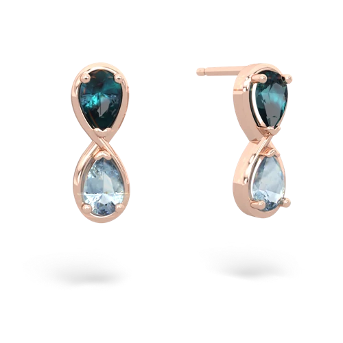 alexandrite-aquamarine infinity earrings