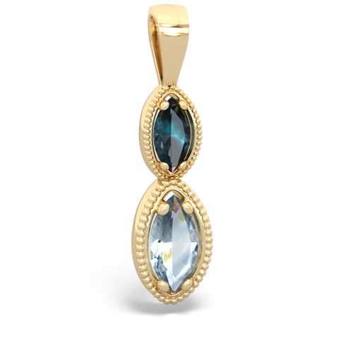 alexandrite-aquamarine antique milgrain pendant