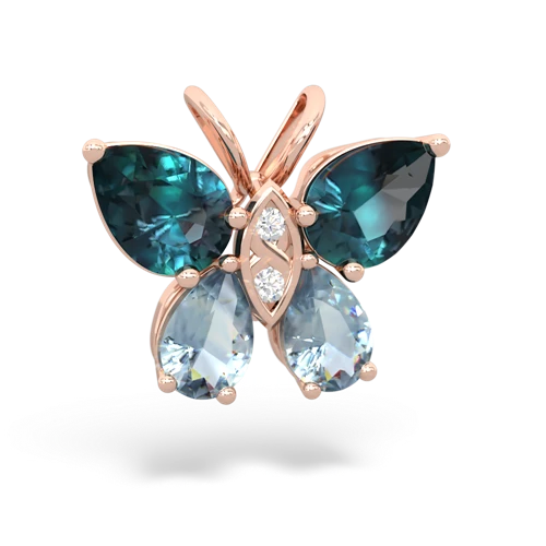 alexandrite-aquamarine butterfly pendant