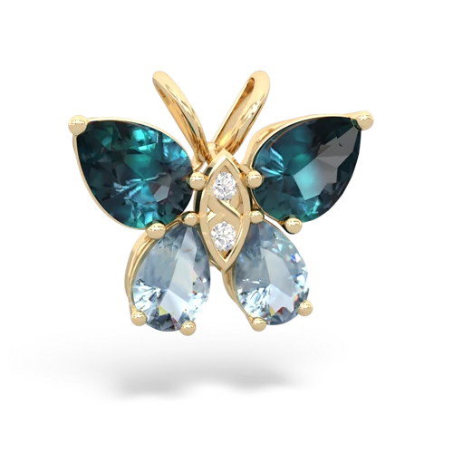 alexandrite-aquamarine butterfly pendant