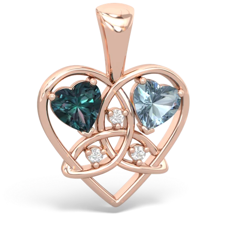 Lab Alexandrite Lab Created Alexandrite with Genuine Aquamarine Celtic Trinity Heart pendant Pendant