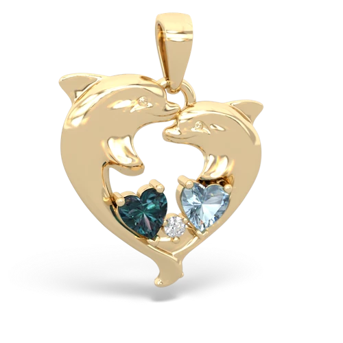 Lab Alexandrite Lab Created Alexandrite with Genuine Aquamarine Dolphin Heart pendant Pendant