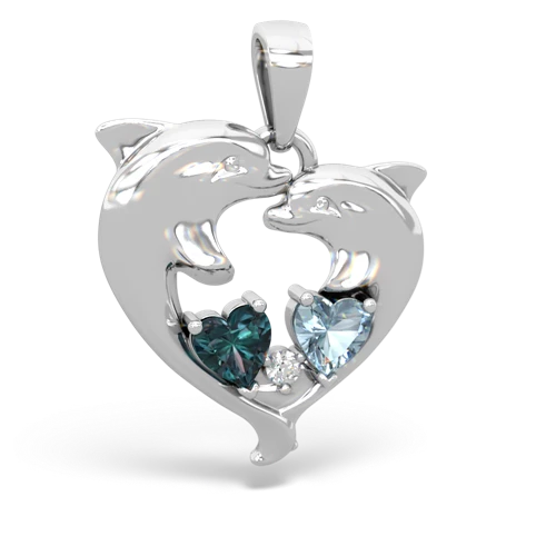 alexandrite-aquamarine dolphins pendant