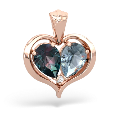 alexandrite-aquamarine half heart whole pendant