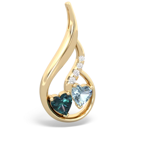alexandrite-aquamarine keepsake swirl pendant