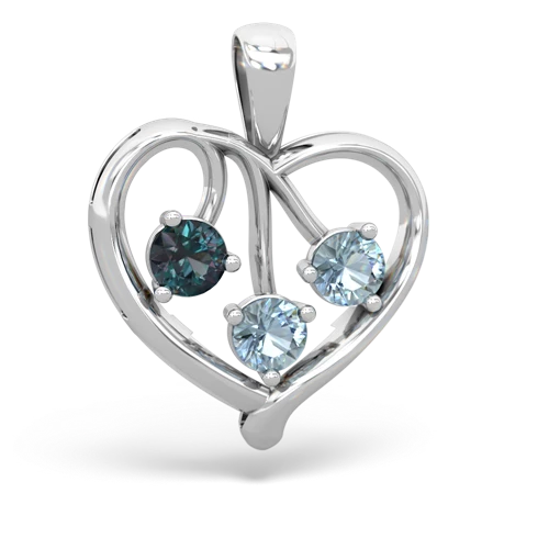 Lab Alexandrite Lab Created Alexandrite with Genuine Aquamarine and Genuine Opal Glowing Heart pendant Pendant
