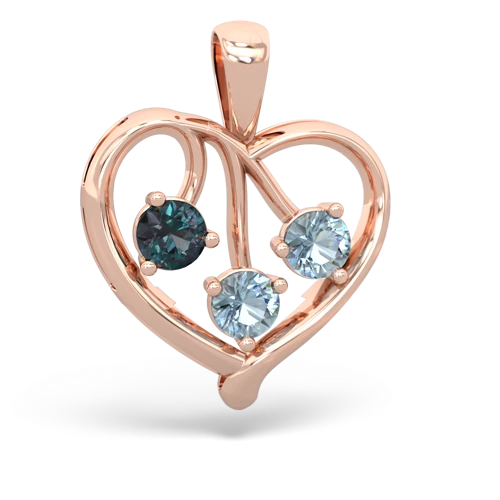 alexandrite-aquamarine love heart pendant