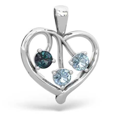 alexandrite-aquamarine love heart pendant