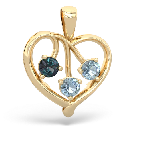 alexandrite-aquamarine love heart pendant