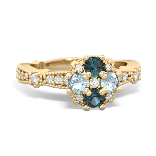 alexandrite-aquamarine art deco engagement ring