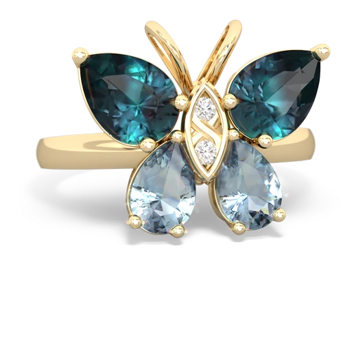alexandrite-aquamarine butterfly ring