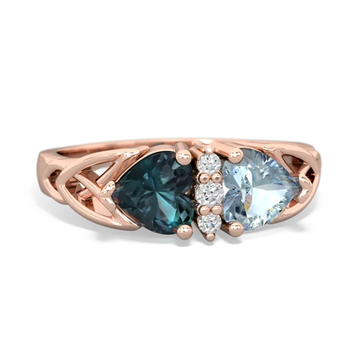 alexandrite-aquamarine celtic ring