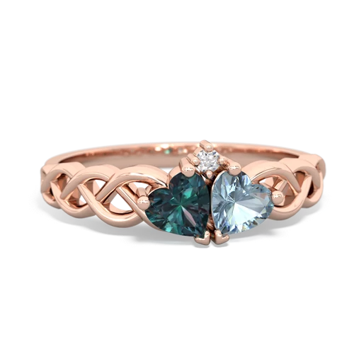 alexandrite-aquamarine celtic braid ring