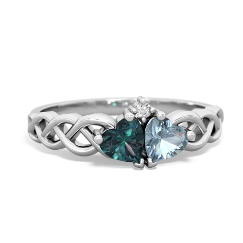 alexandrite-aquamarine celtic braid ring