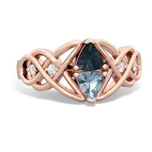 Lab Alexandrite Lab Created Alexandrite with Genuine Aquamarine Keepsake Celtic Knot ring Ring