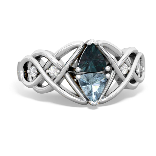 alexandrite-aquamarine celtic knot ring