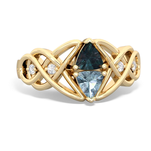 alexandrite-aquamarine celtic knot ring