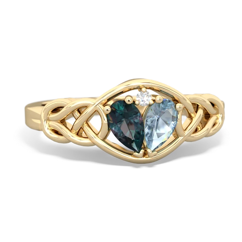alexandrite-aquamarine celtic knot ring