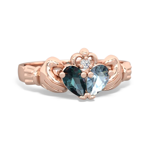 alexandrite-aquamarine claddagh ring