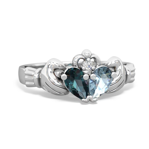 alexandrite-aquamarine claddagh ring