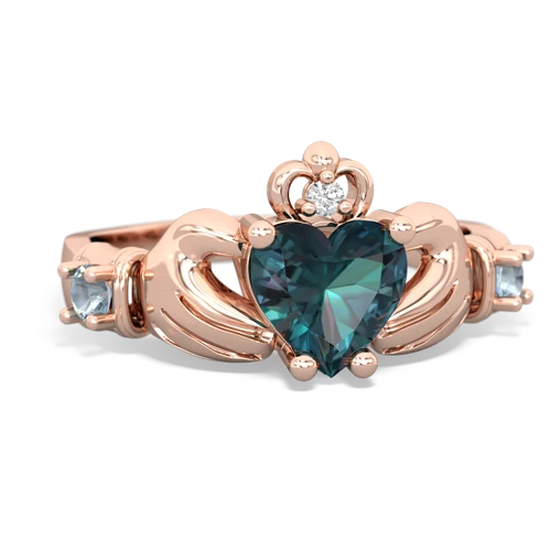 alexandrite-aquamarine claddagh ring