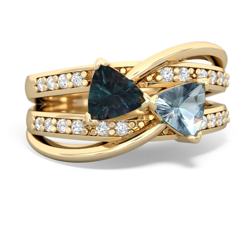 Lab Alexandrite Lab Created Alexandrite with Genuine Aquamarine Bowtie ring Ring