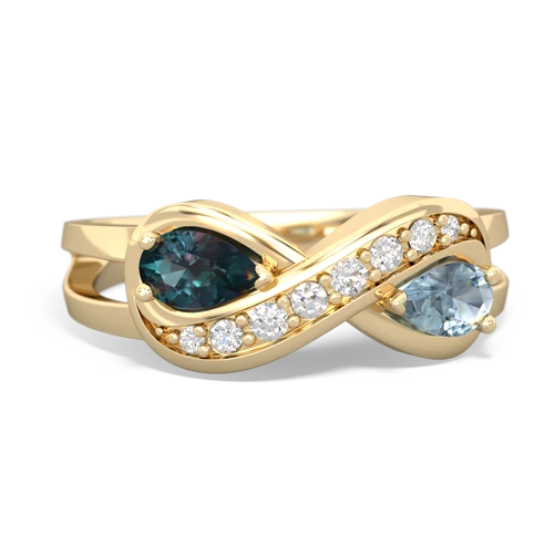 Lab Alexandrite Lab Created Alexandrite with Genuine Aquamarine Diamond Infinity ring Ring