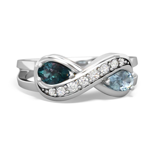 alexandrite-aquamarine diamond infinity ring
