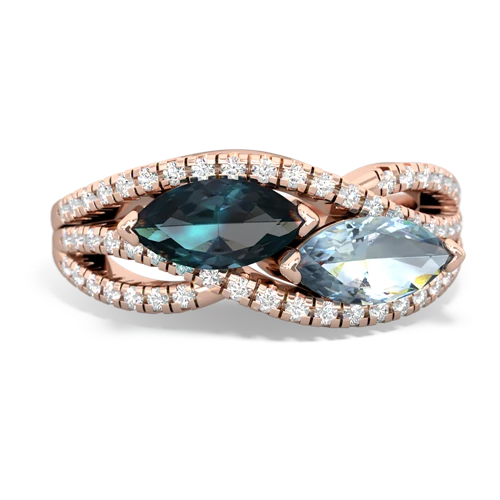 Lab Alexandrite Lab Created Alexandrite with Genuine Aquamarine Diamond Rivers ring Ring